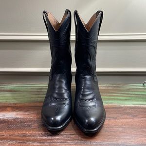 Mens Tecovas Black Leather Cowboy Boots, 9.5